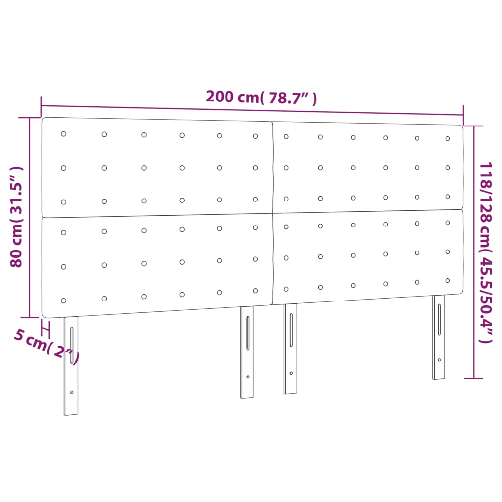 Fekete szövet LED-es fejtámla 200x5x118/128 cm 6