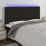 Fekete szövet LED-es fejtámla 200x5x118/128 cm