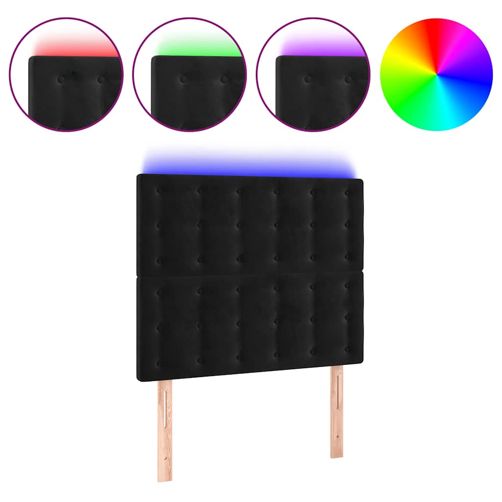 Fekete bársony LED-es fejtámla 90x5x118/128 cm 2