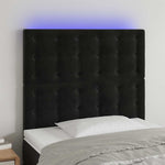 Fekete bársony LED-es fejtámla 90x5x118/128 cm