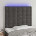 Sötétszürke bársony LED-es fejtámla 100x5x118/128 cm
