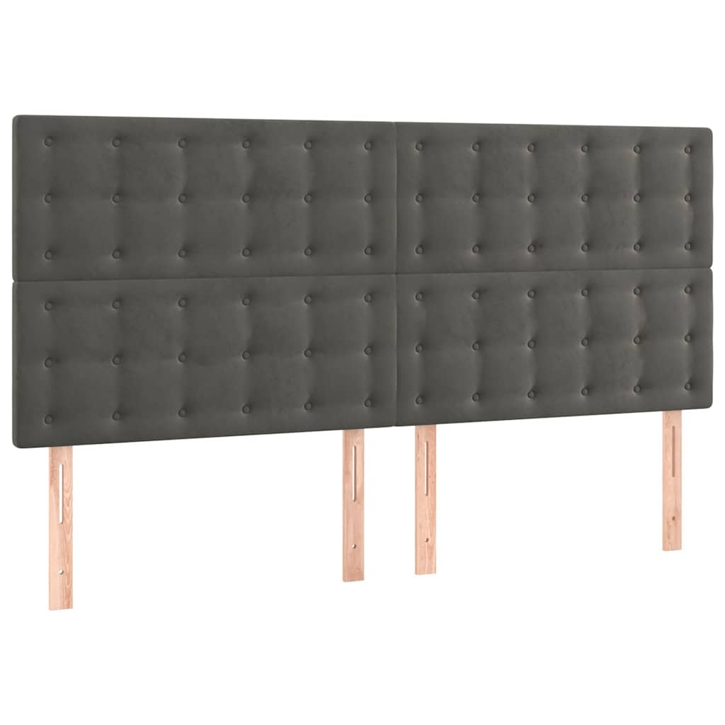 Sötétszürke bársony LED-es fejtámla 160x5x118/128 cm 4