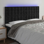 Fekete bársony LED-es fejtámla 180x5x118/128 cm