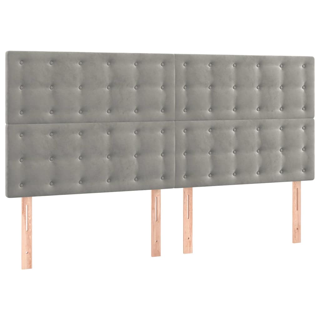 Világosszürke bársony LED-es fejtámla 200x5x118/128 cm 4