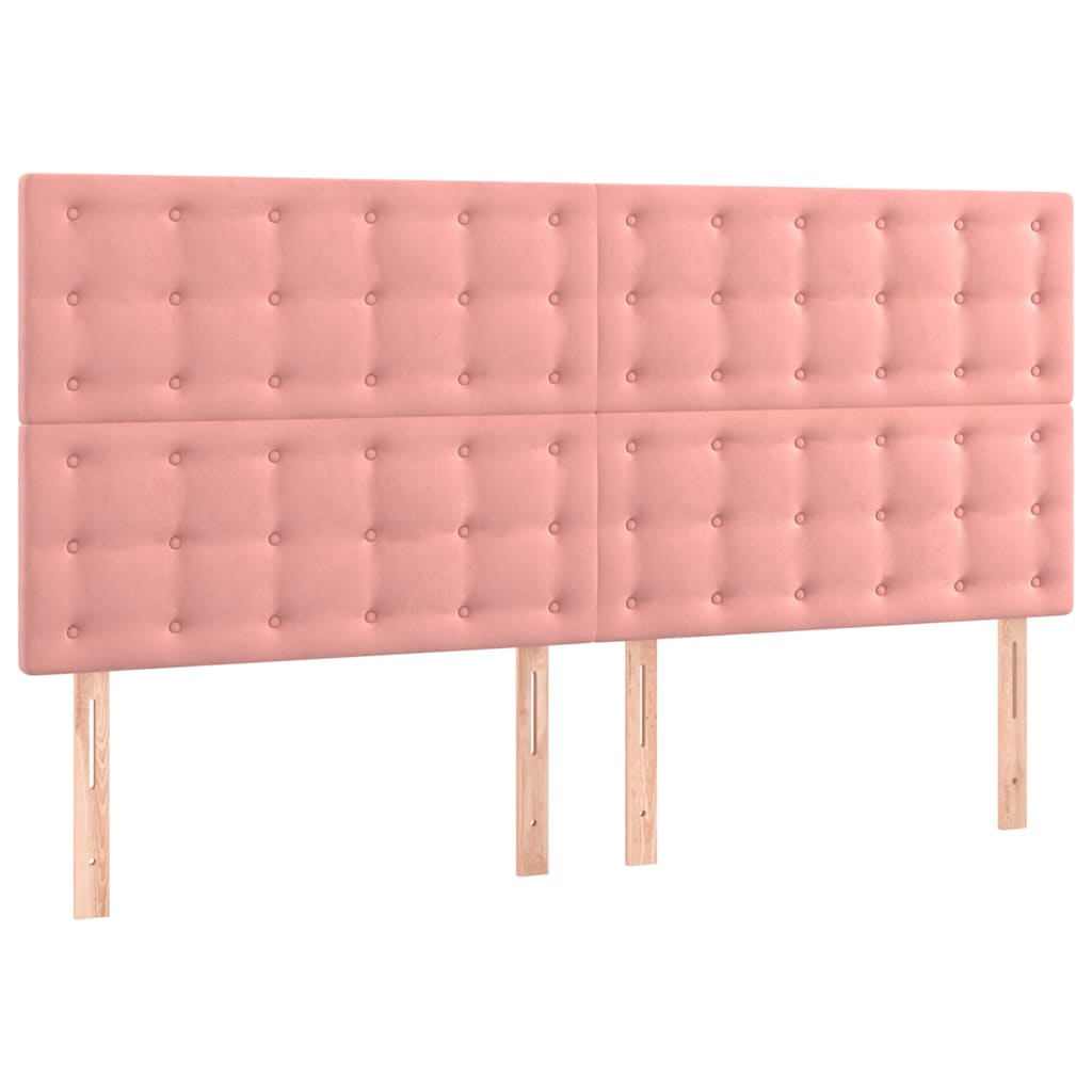 Rózsaszín bársony LED-es fejtámla 200x5x118/128 cm 4