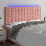 Rózsaszín bársony LED-es fejtámla 200x5x118/128 cm