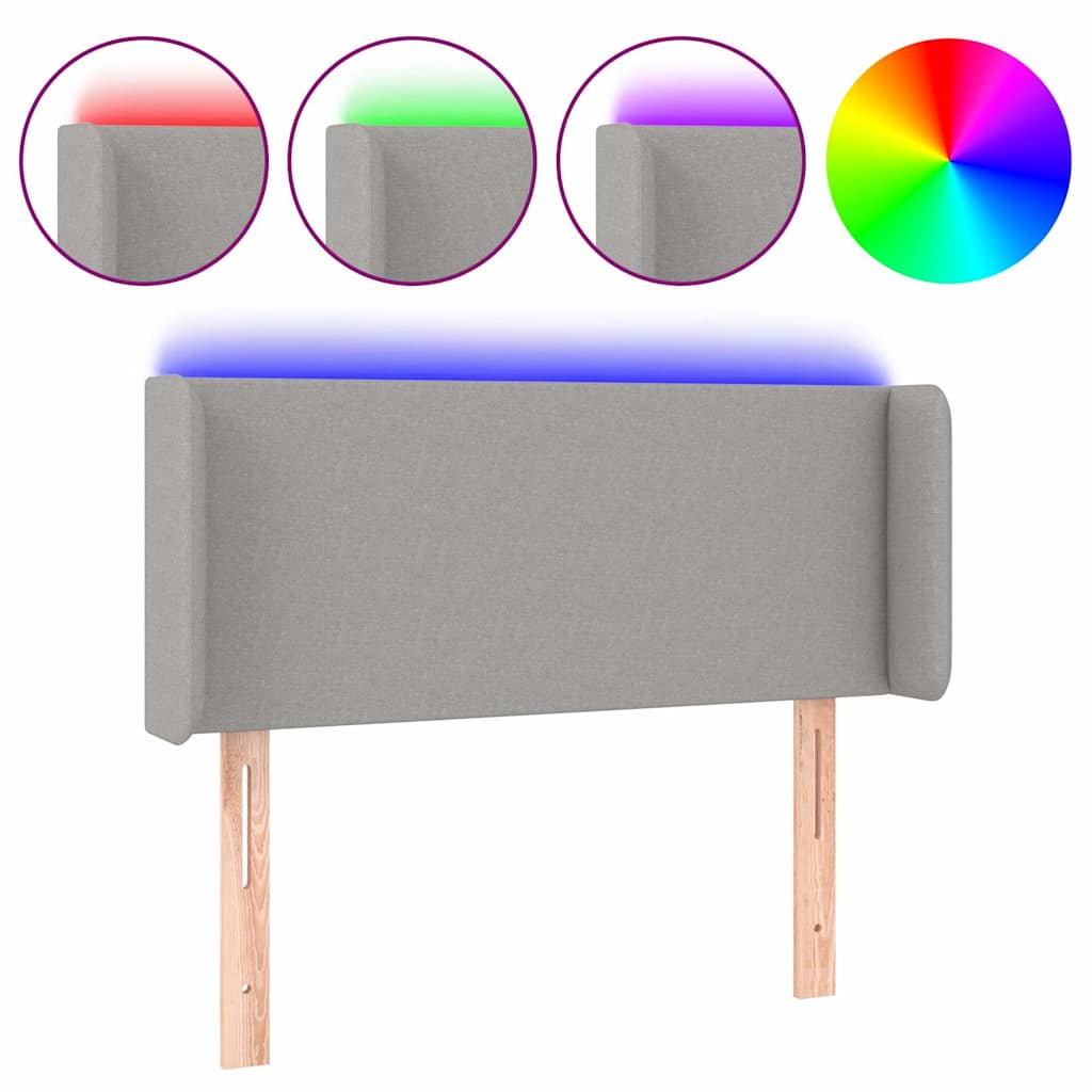 Világosszürke szövet LED-es fejtámla 83 x 16 x 78/88 cm 2