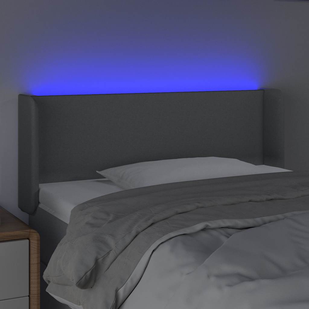 Világosszürke szövet LED-es fejtámla 83 x 16 x 78/88 cm 4