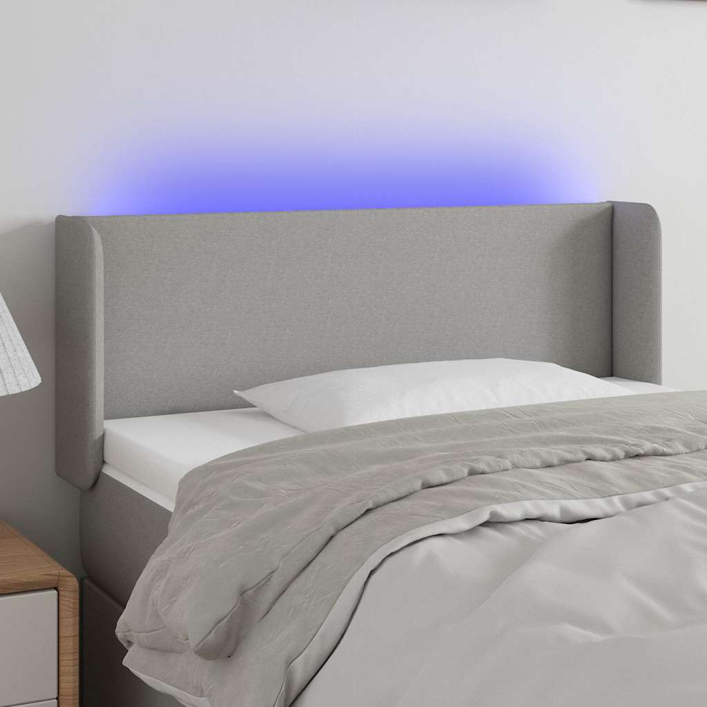 Világosszürke szövet LED-es fejtámla 83 x 16 x 78/88 cm