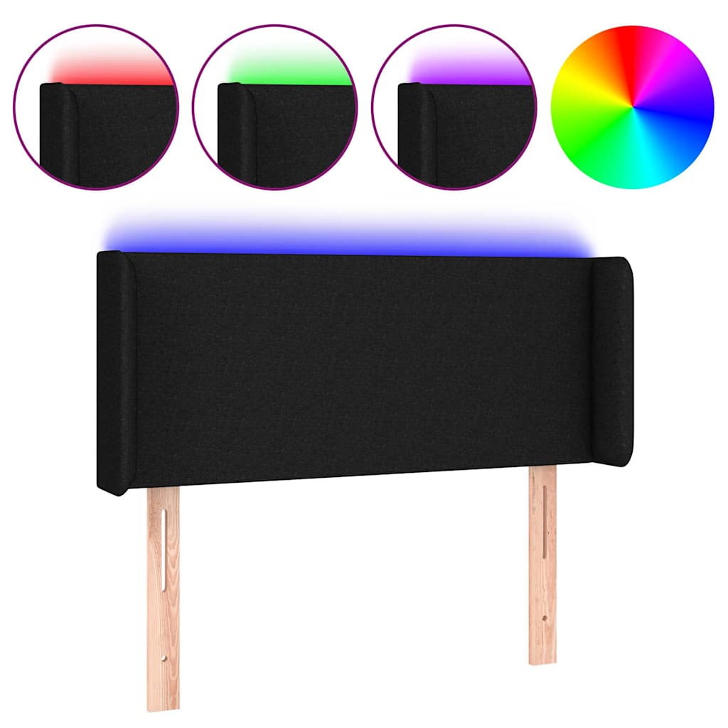 Fekete szövet LED-es fejtámla 83 x 16 x 78/88 cm 2