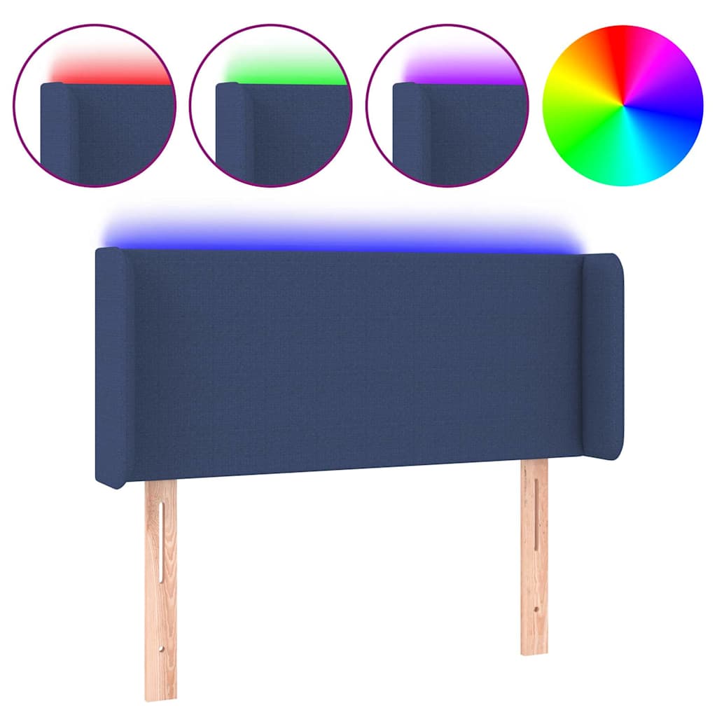 Kék szövet LED-es fejtámla 83 x 16 x 78/88 cm 2