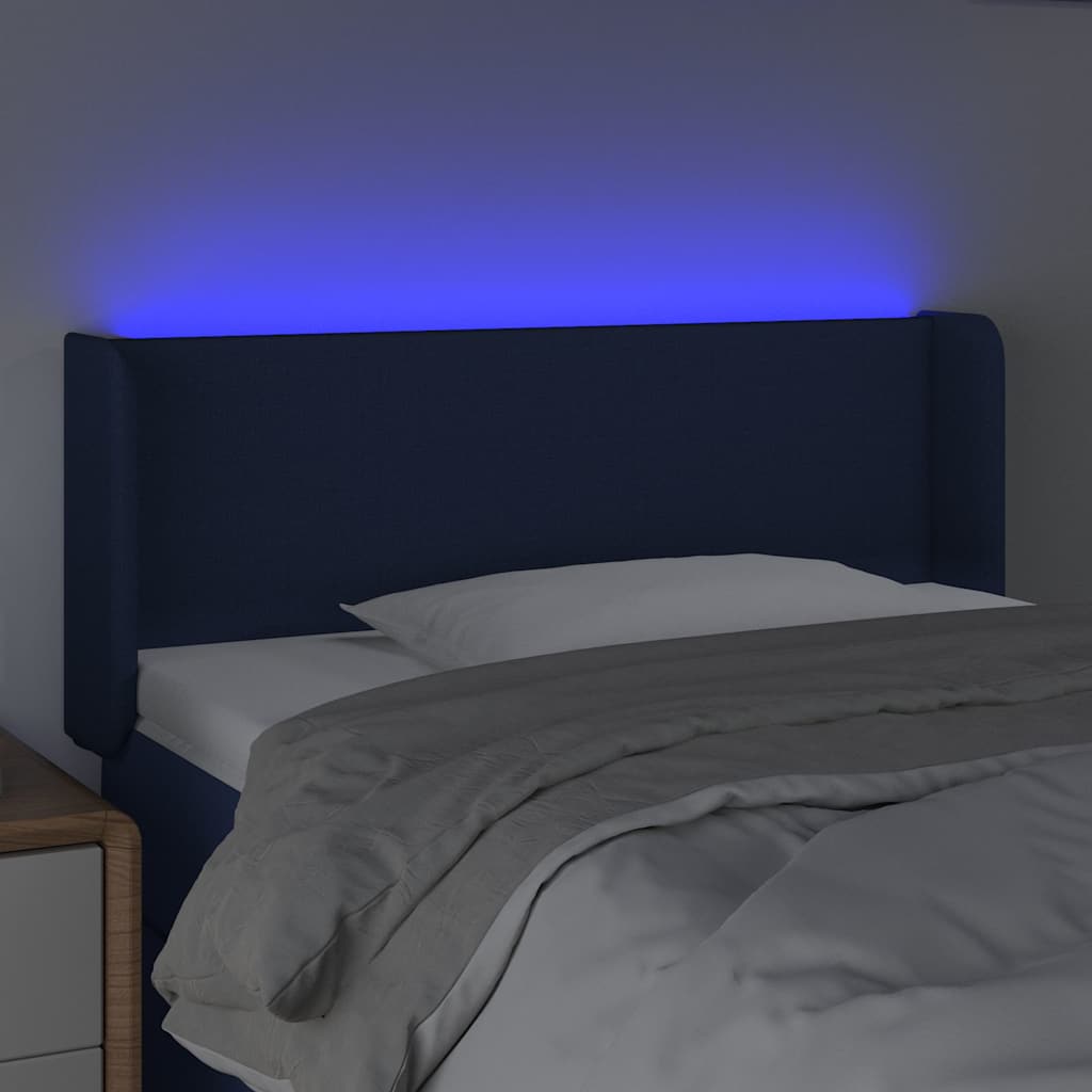 Kék szövet LED-es fejtámla 83 x 16 x 78/88 cm 4