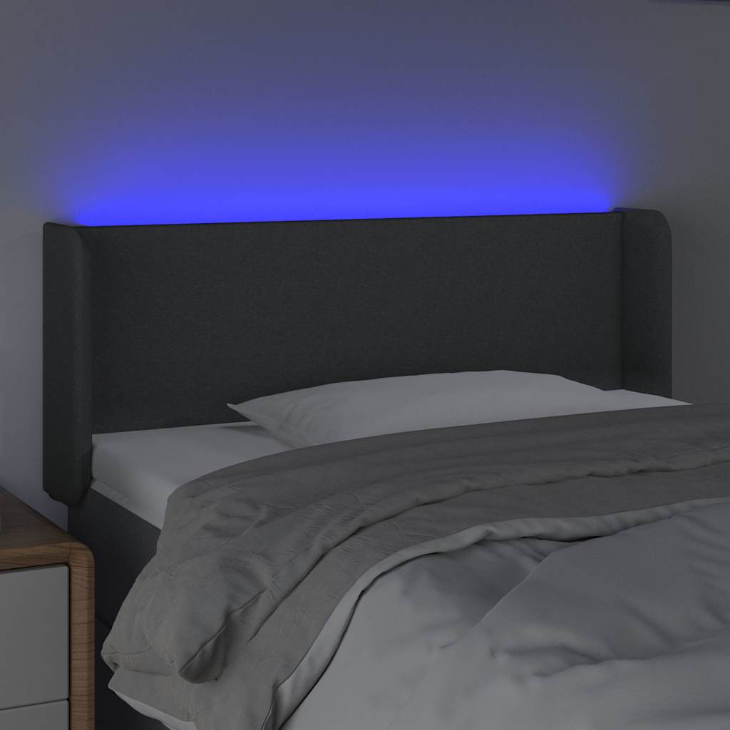Sötétszürke szövet LED-es fejtámla 93 x 16 x 78/88 cm 4