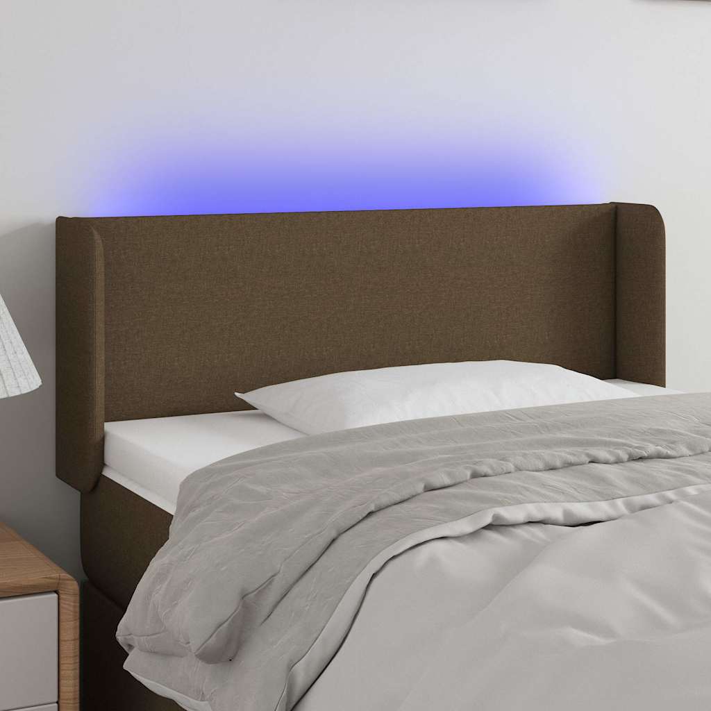 Sötétbarna szövet LED-es fejtámla 93 x 16 x 78/88 cm