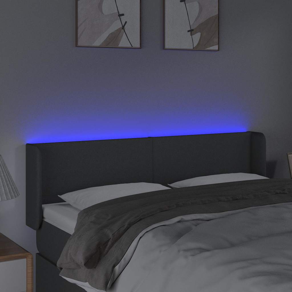 Sötétszürke szövet LED-es fejtámla 147 x 16 x 78/88 cm 4