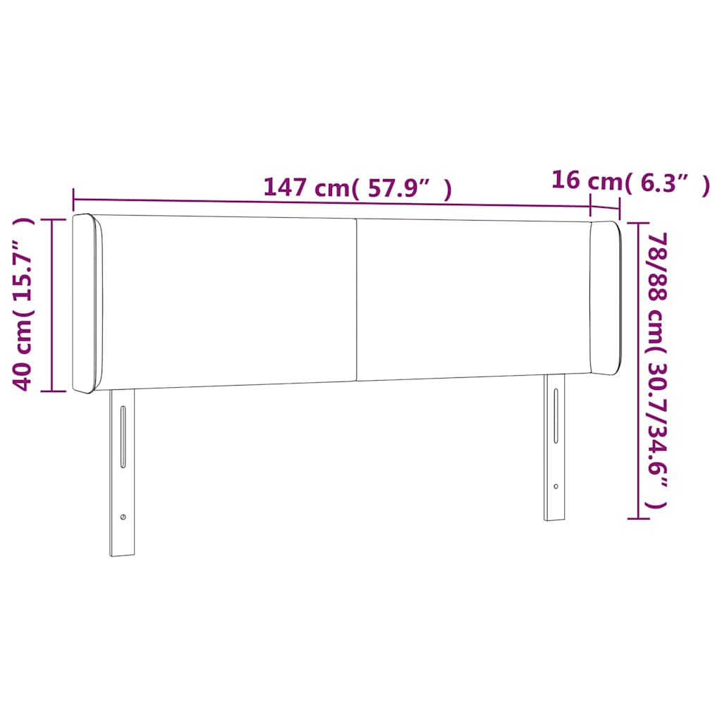 Sötétszürke szövet LED-es fejtámla 147 x 16 x 78/88 cm 6