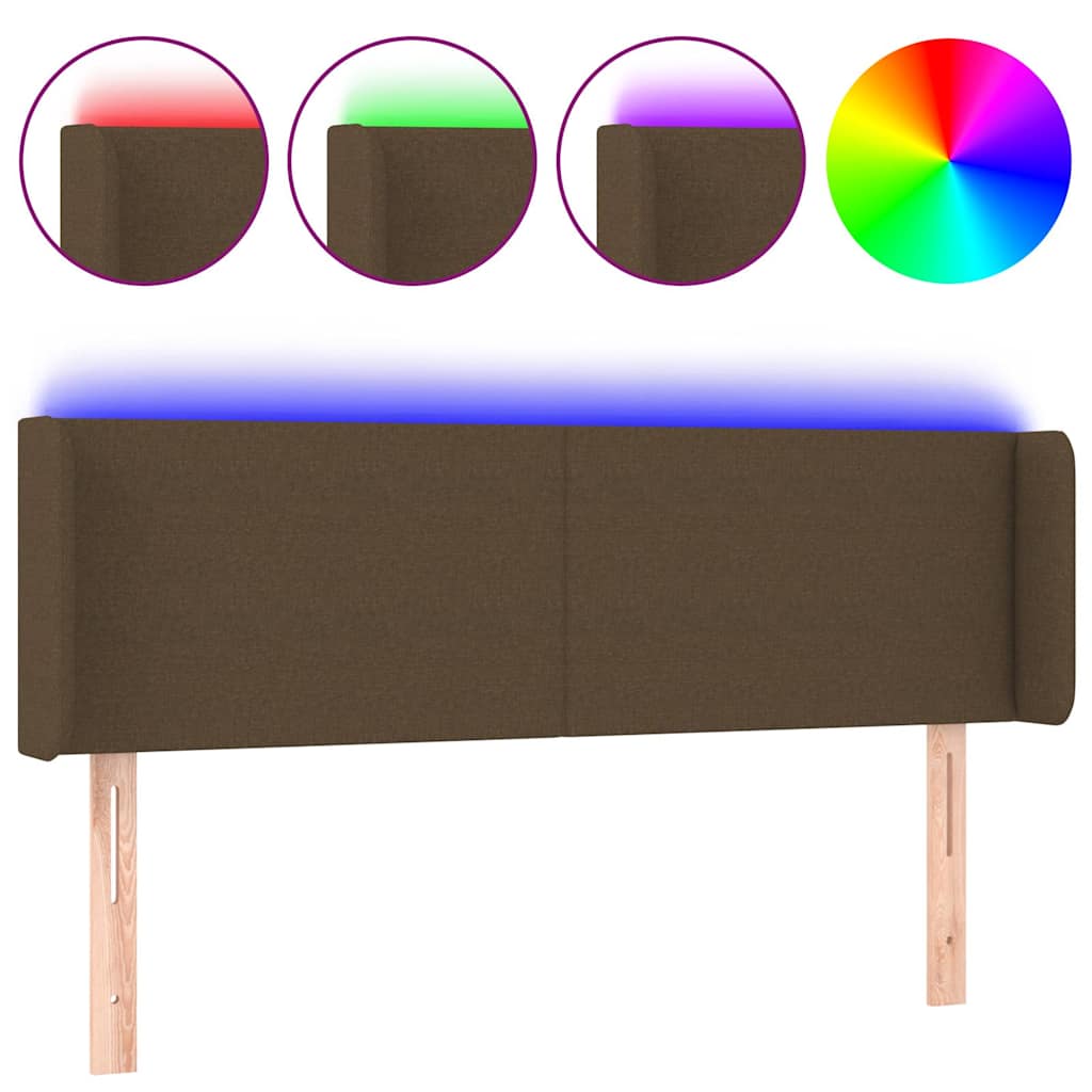 Sötétbarna szövet LED-es fejtámla 147 x 16 x 78/88 cm 2