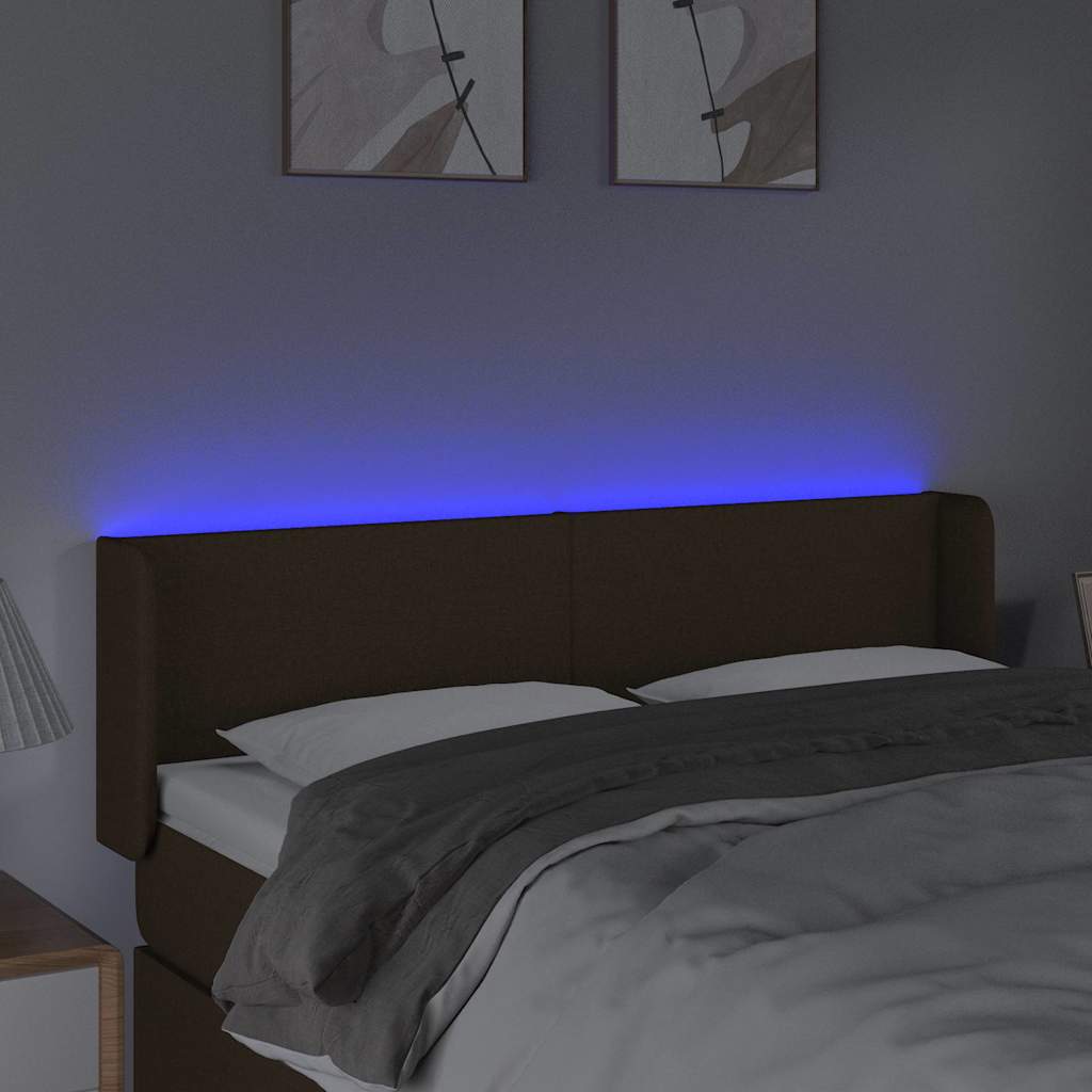 Sötétbarna szövet LED-es fejtámla 147 x 16 x 78/88 cm 4