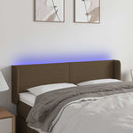 Sötétbarna szövet LED-es fejtámla 147 x 16 x 78/88 cm