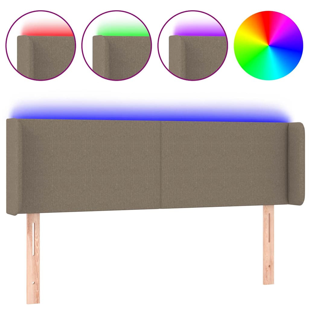 Tópszínű szövet LED-es fejtámla 147 x 16 x 78/88 cm 2