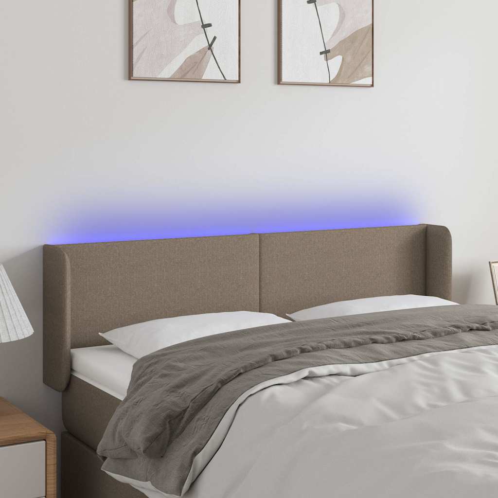 Tópszínű szövet LED-es fejtámla 147 x 16 x 78/88 cm