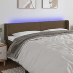 Sötétbarna szövet LED-es fejtámla 203 x 16 x 78/88 cm
