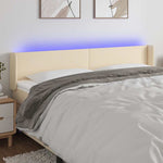 Krémszínű szövet LED-es fejtámla 203 x 16 x 78/88 cm