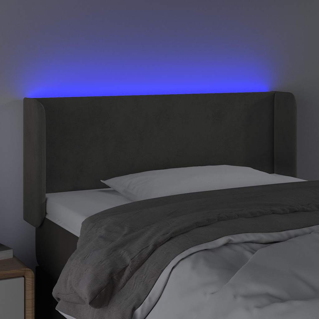Sötétszürke bársony LED-es fejtámla 83 x 16 x 78/88 cm 4