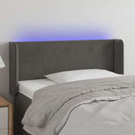 Sötétszürke bársony LED-es fejtámla 83 x 16 x 78/88 cm