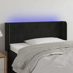 Fekete bársony LED-es fejtámla 83 x 16 x 78/88 cm