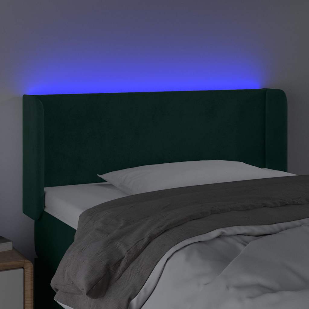 Sötétzöld bársony LED-es fejtámla 93 x 16 x 78/88 cm 4