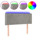 Világosszürke bársony LED-es fejtámla 103 x 16 x 78/88 cm 2