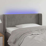 Világosszürke bársony LED-es fejtámla 103 x 16 x 78/88 cm