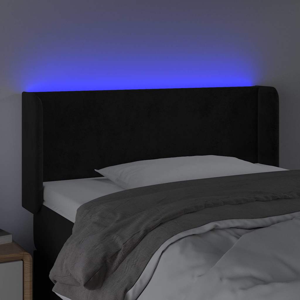 Fekete bársony LED-es fejtámla 103 x 16 x 78/88 cm 4