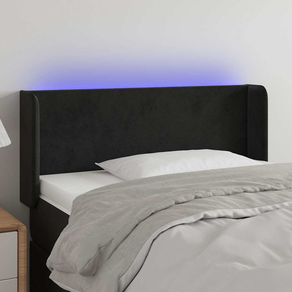 Fekete bársony LED-es fejtámla 103 x 16 x 78/88 cm