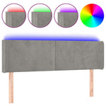 Világosszürke bársony LED-es fejtámla 147 x 16 x 78/88 cm 2