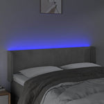 Világosszürke bársony LED-es fejtámla 147 x 16 x 78/88 cm 4