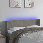 Világosszürke bársony LED-es fejtámla 147 x 16 x 78/88 cm
