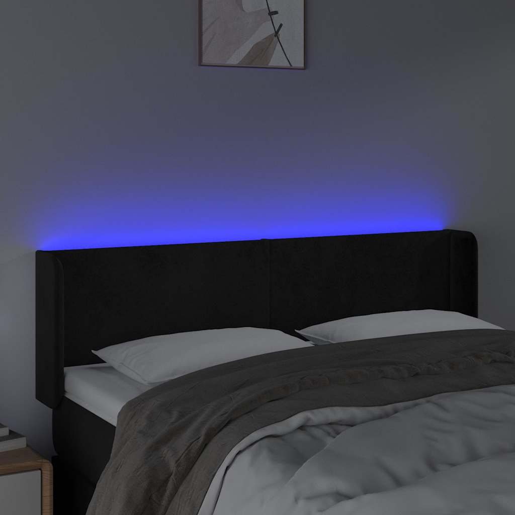 Fekete bársony LED-es fejtámla 147 x 16 x 78/88 cm 4