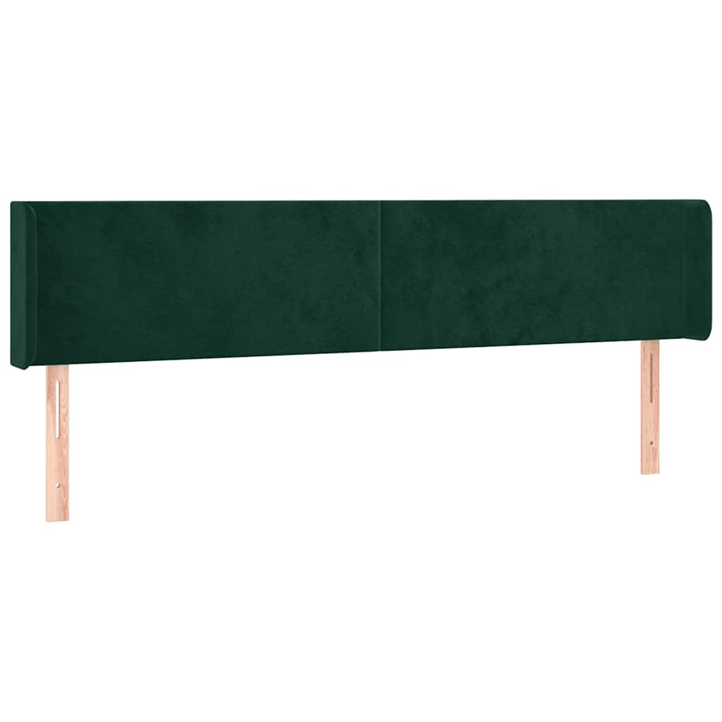 Sötétzöld bársony LED-es fejtámla 183 x 16 x 78/88 cm 3