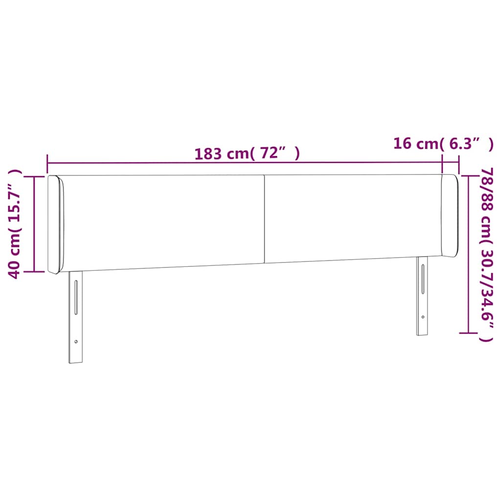 Rózsaszín bársony LED-es fejtámla 183x16x78/88 cm 6