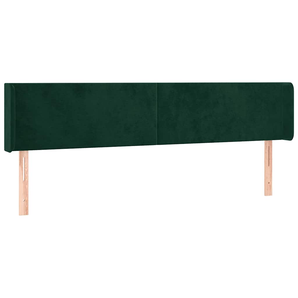 Sötétzöld bársony LED-es fejtámla 203 x 16 x 78/88 cm 3