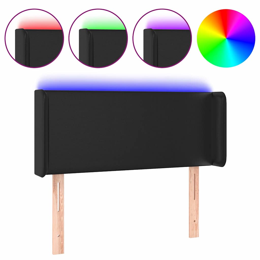 Fekete műbőr LED-es fejtámla 83 x 16 x 78/88 cm 2