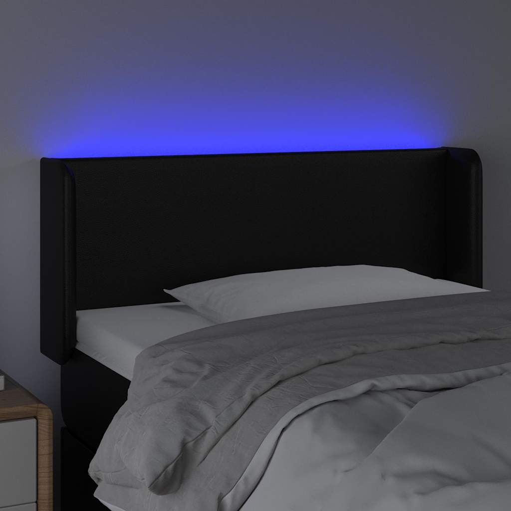 Fekete műbőr LED-es fejtámla 83 x 16 x 78/88 cm 4