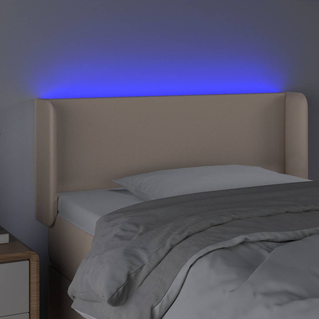 Fekete műbőr LED-es fejtámla 83x16x78/88 cm 4