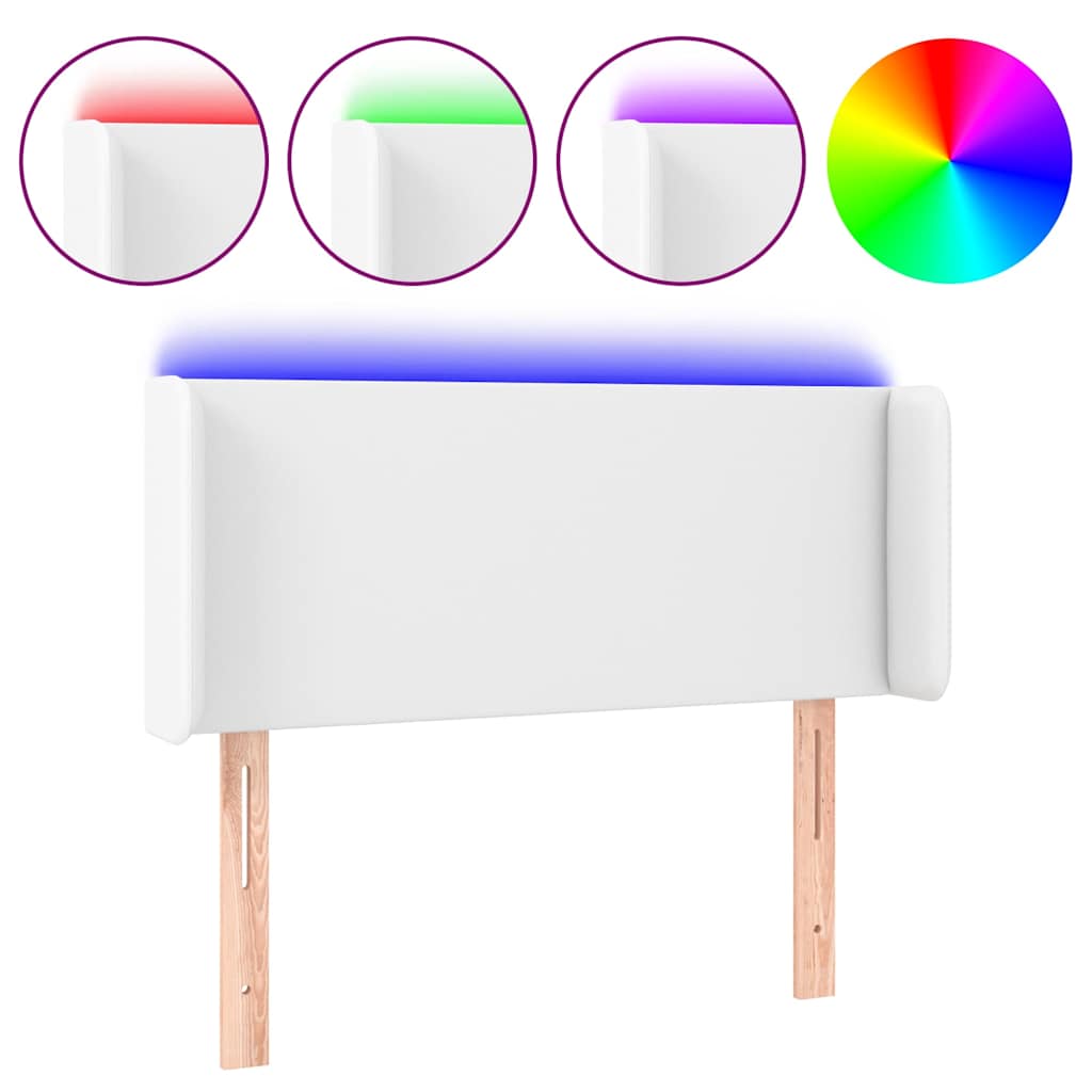 Fehér műbőr LED-es fejtámla 93x16x78/88 cm 2