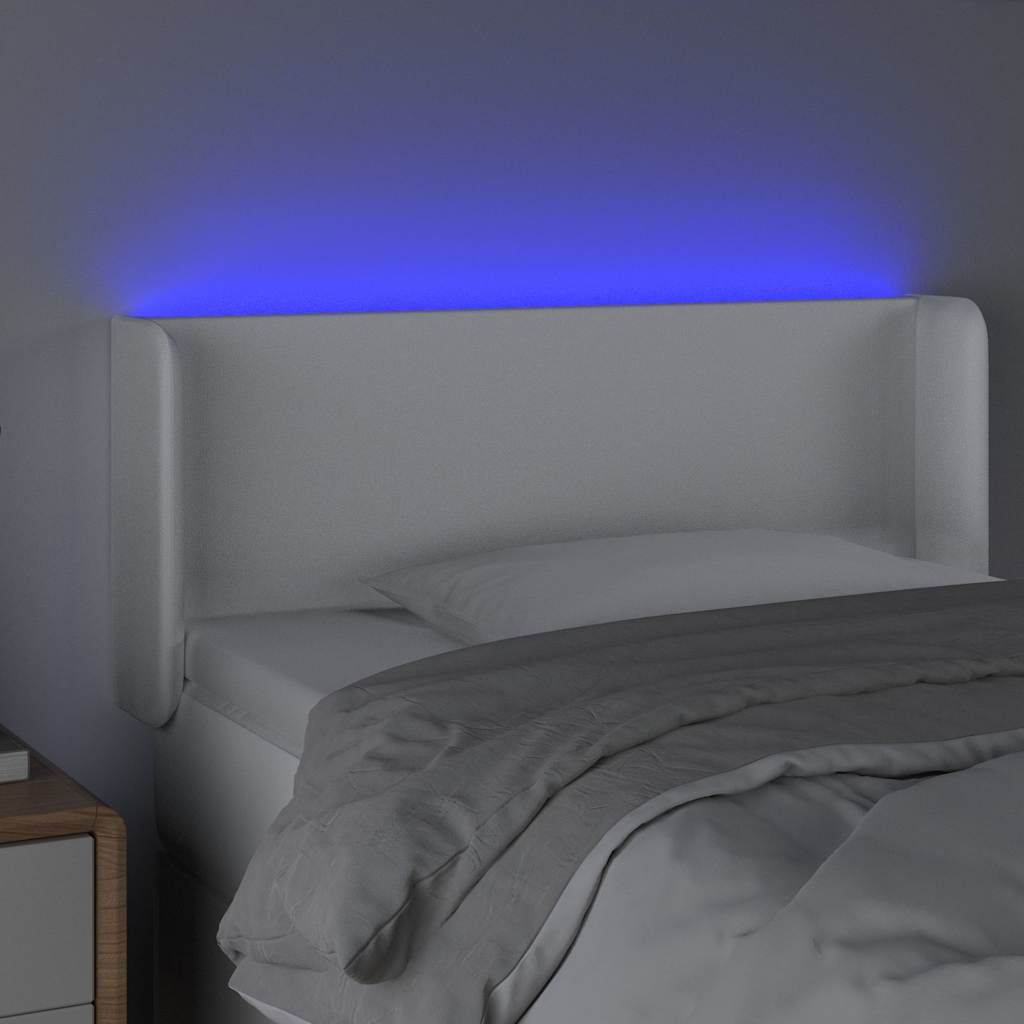Fehér műbőr LED-es fejtámla 93x16x78/88 cm 4