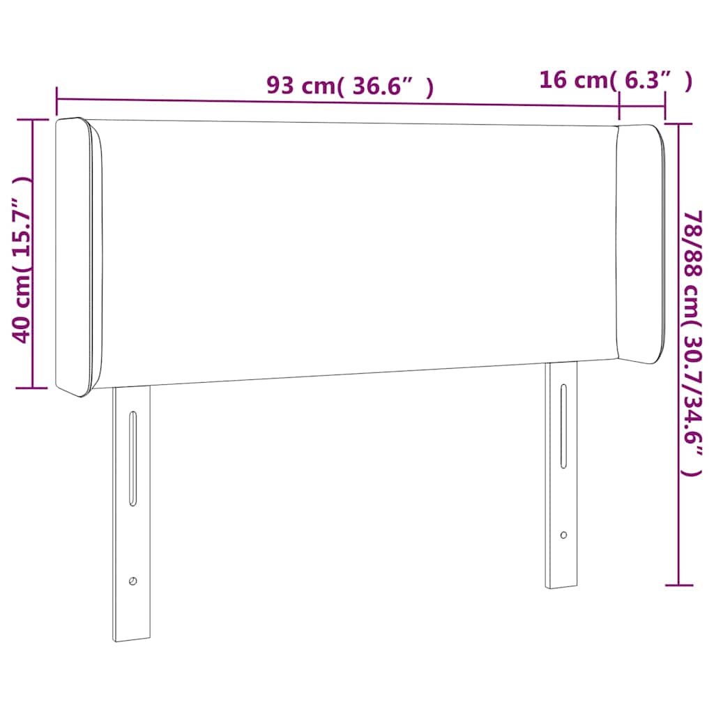 Fehér műbőr LED-es fejtámla 93x16x78/88 cm 6