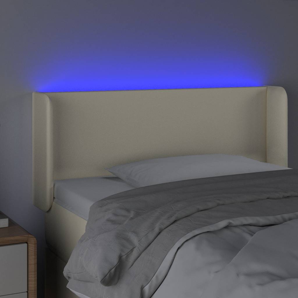 Krémszínű műbőr LED-es fejtámla 103 x 16 x 78/88 cm 4