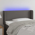 Szürke műbőr LED-es fejtámla szárnyakkal 103x16x78/88 cm